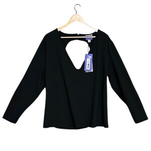 Future Collective NWT Brushed Open-Back Long-Sleeve V-Neck Black Size 2X